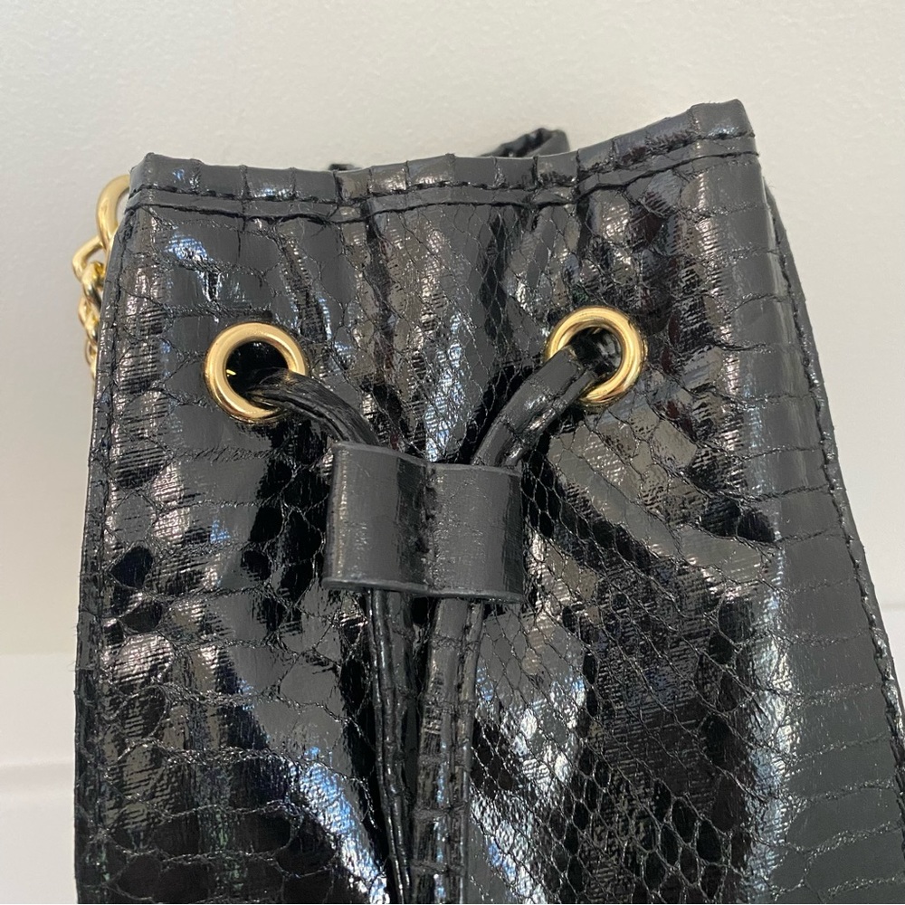Cache Black Embossed Snake Print Bag With Chain S… - image 7